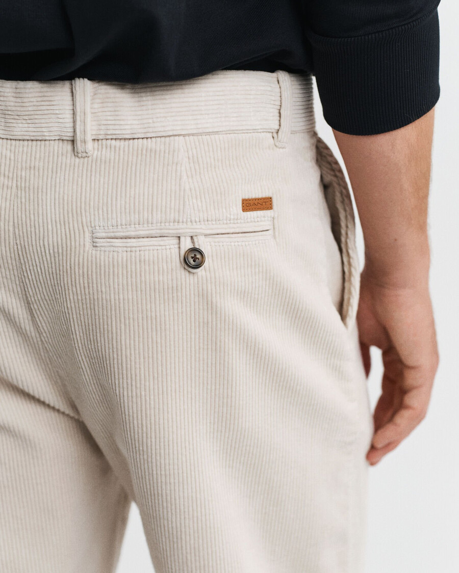 pantaloni dritti in velluto a coste - putty