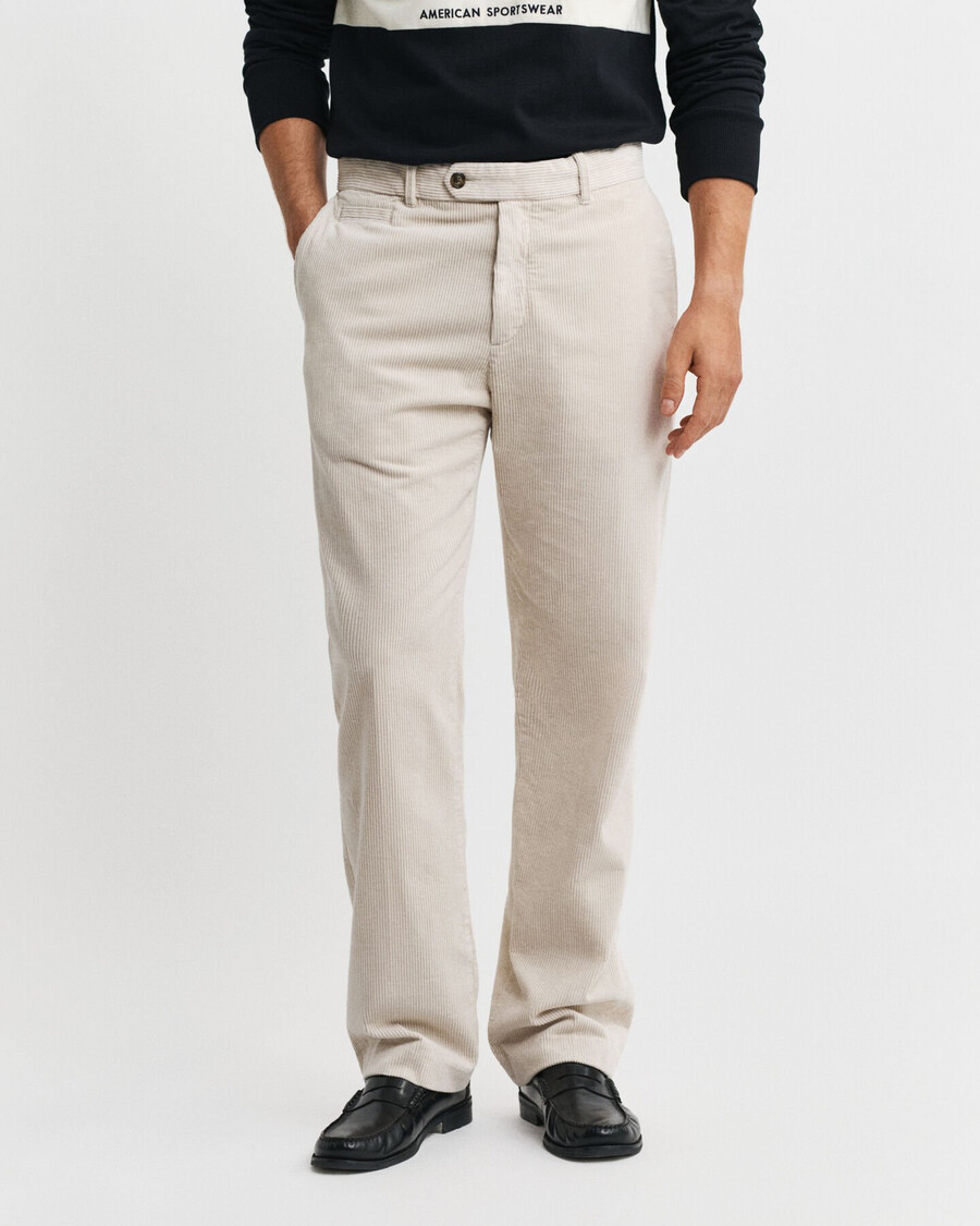 pantaloni dritti in velluto a coste - putty