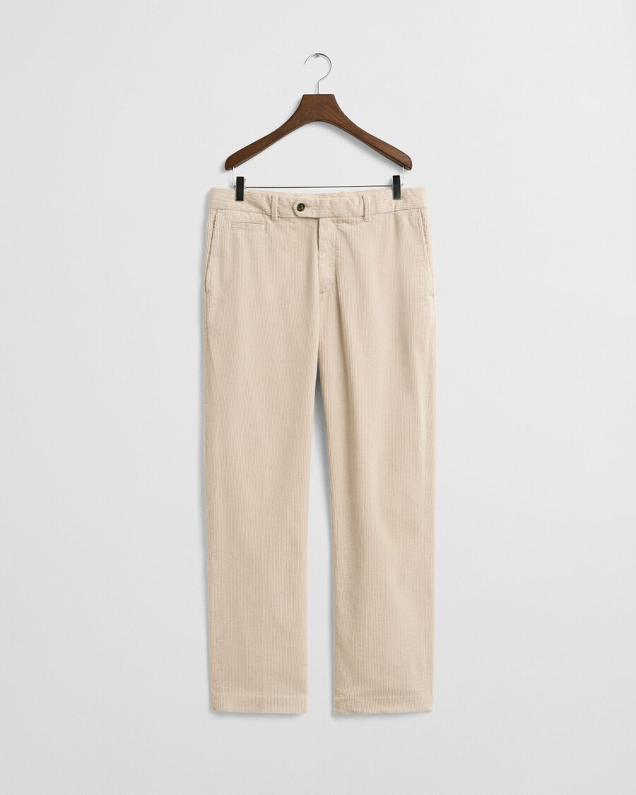 pantaloni dritti in velluto a coste - putty