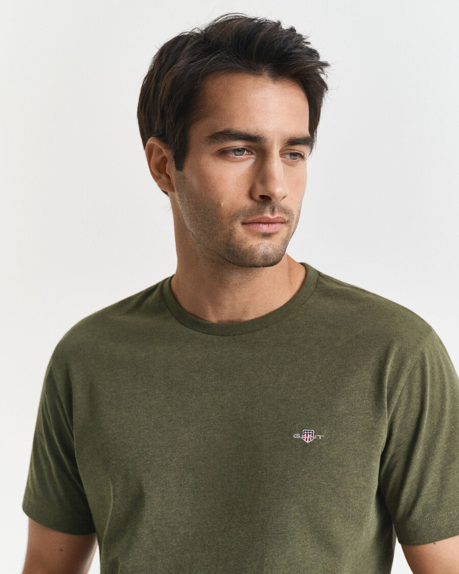 t-shirt regular fit shield - melange verde kaki