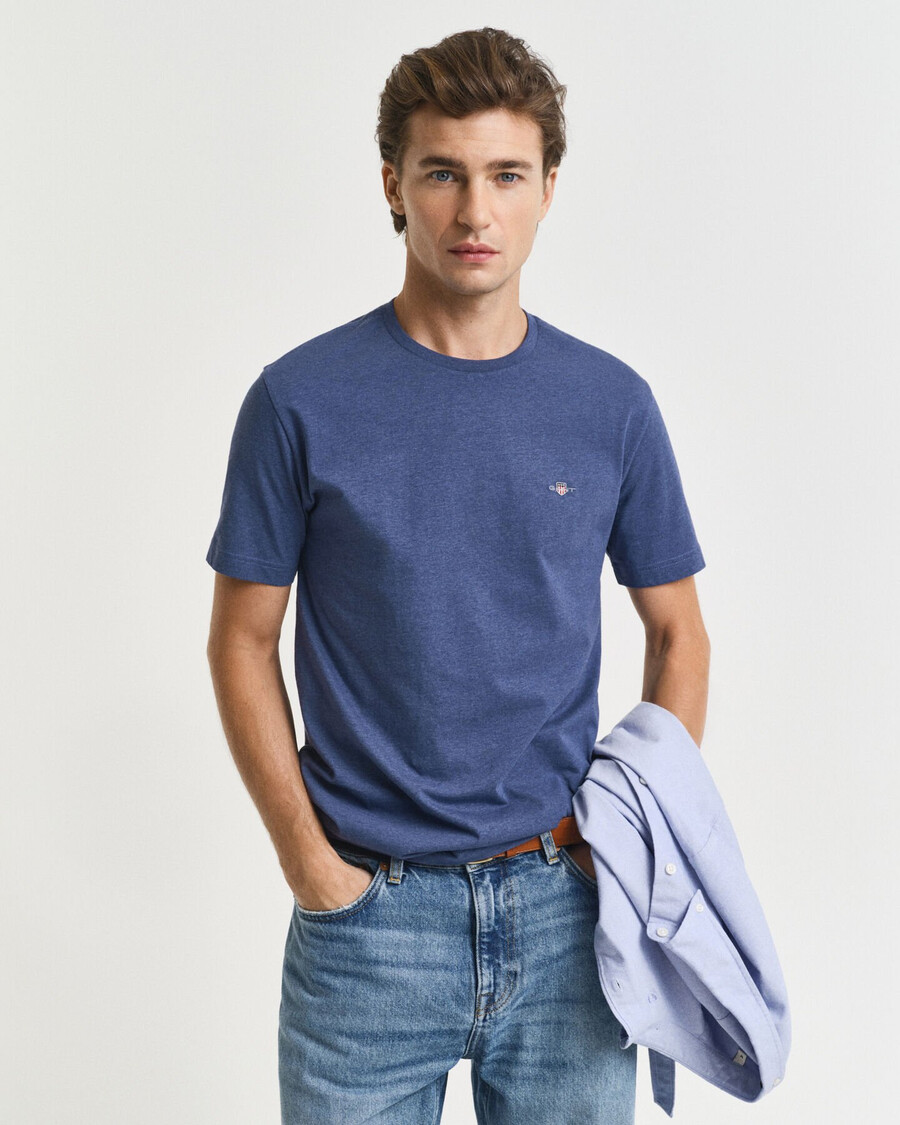 t-shirt con stampa scudo vestibilità regolare - dk jeansblue melange