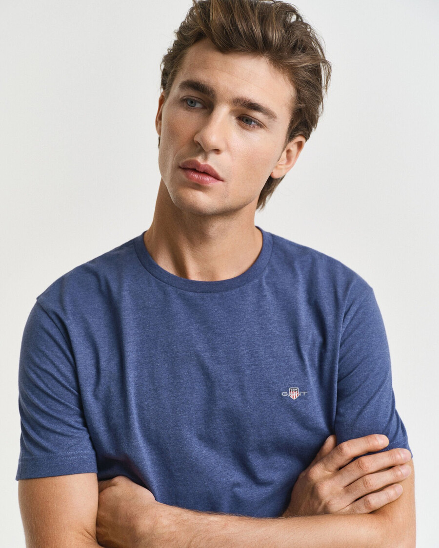 t-shirt con stampa scudo vestibilità regolare - dk jeansblue melange