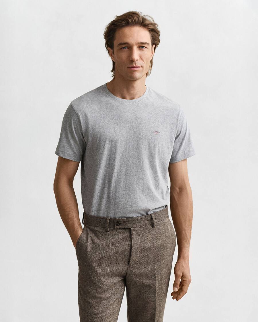 t-shirt con scudo dalla vestibilità regolare - grigio melange