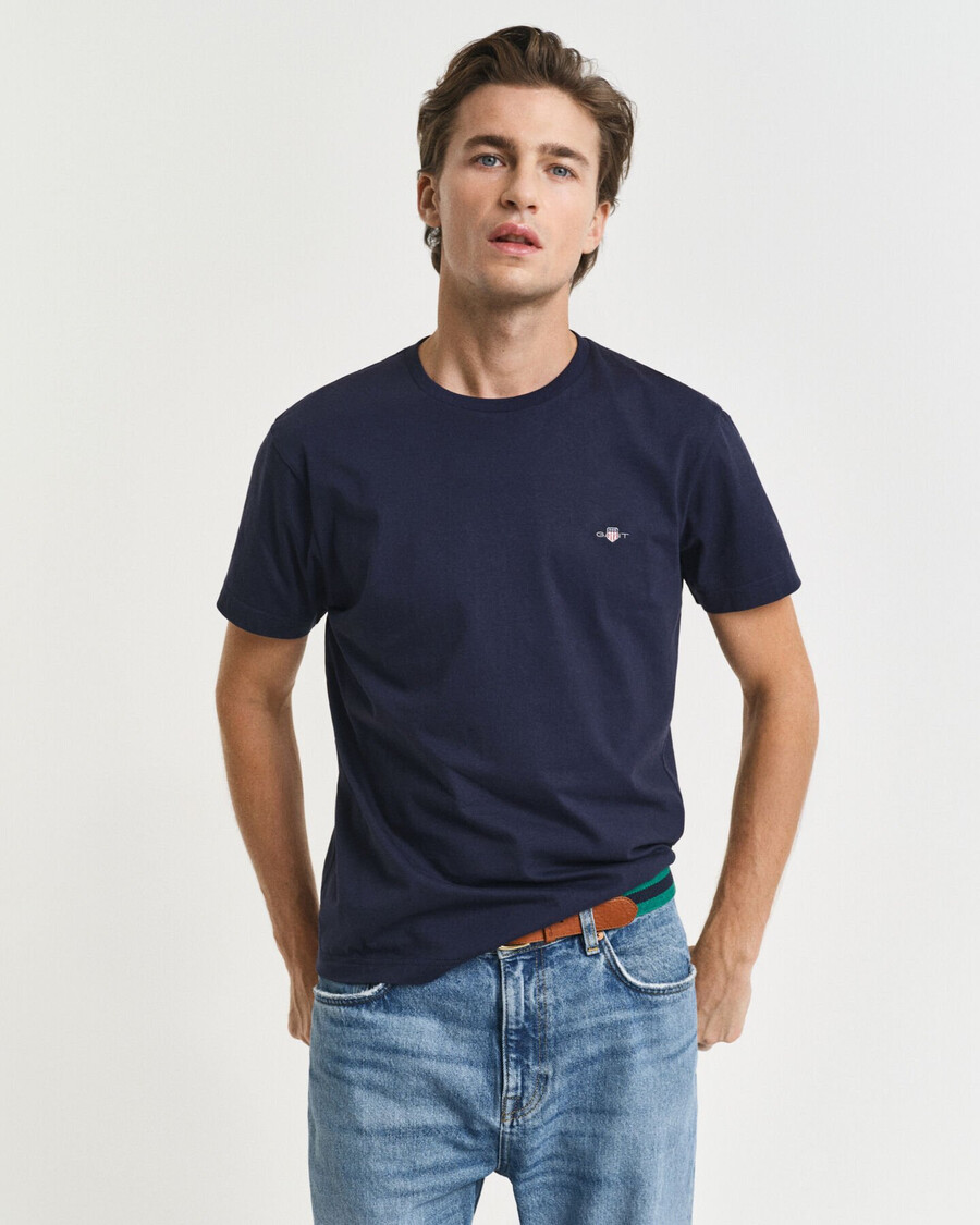 maglietta slim fit con scudo - blu sera
