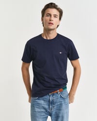 maglietta slim fit con scudo - blu sera