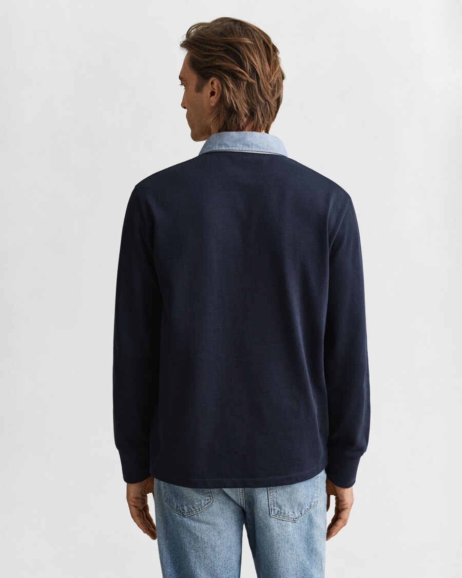 tappeto pesante con colletto in chambray - blu sera