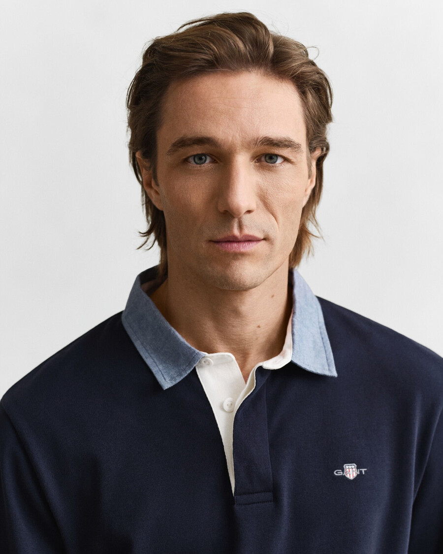 tappeto pesante con colletto in chambray - blu sera
