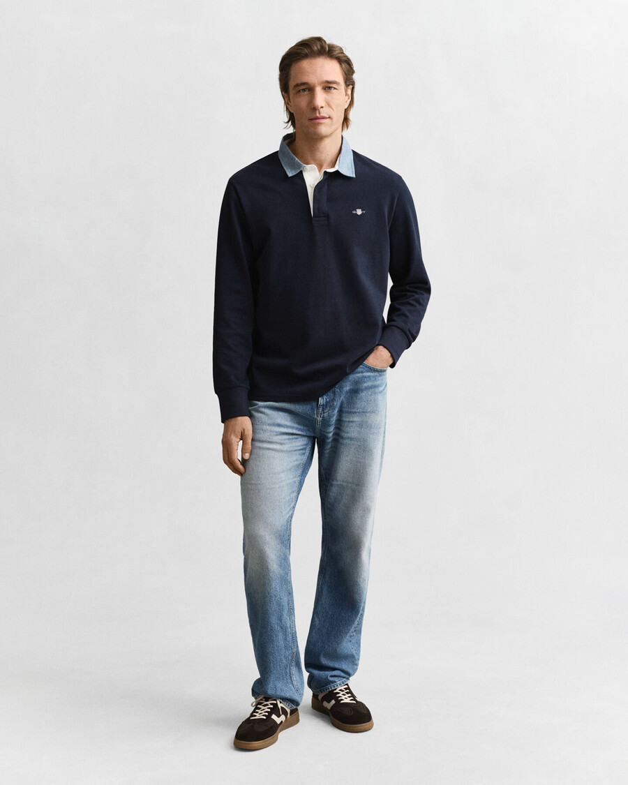 tappeto pesante con colletto in chambray - blu sera