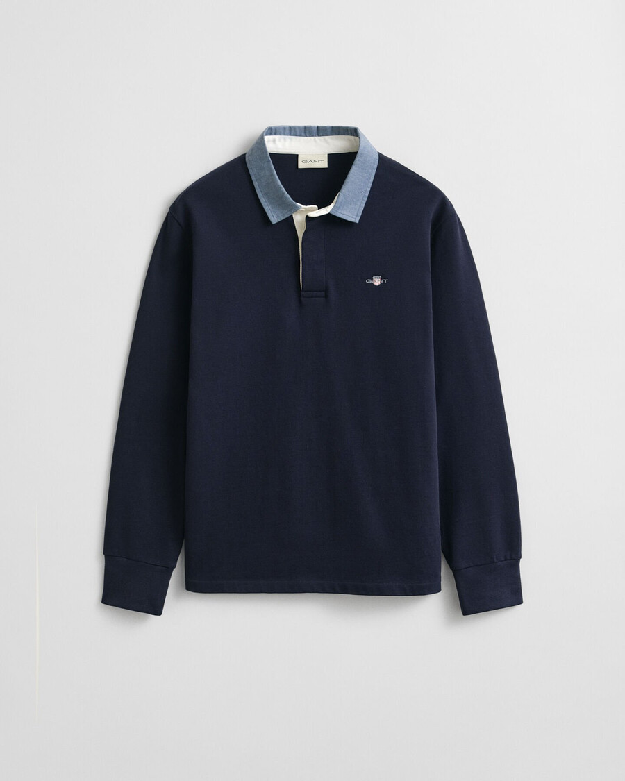 tappeto pesante con colletto in chambray - blu sera