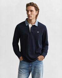 tappeto pesante con colletto in chambray - blu sera
