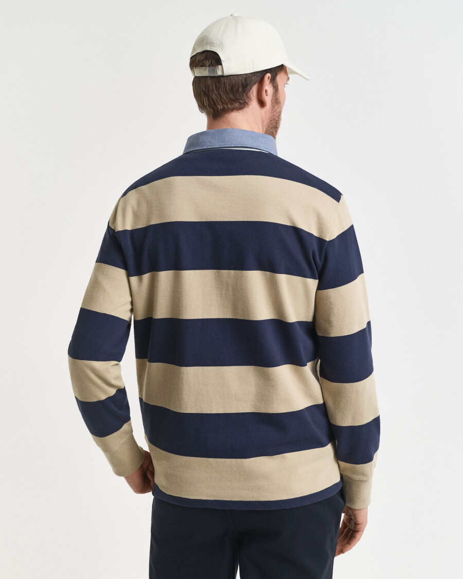 tappeto pesante a righe con colletto in chambray - beige legnoso
