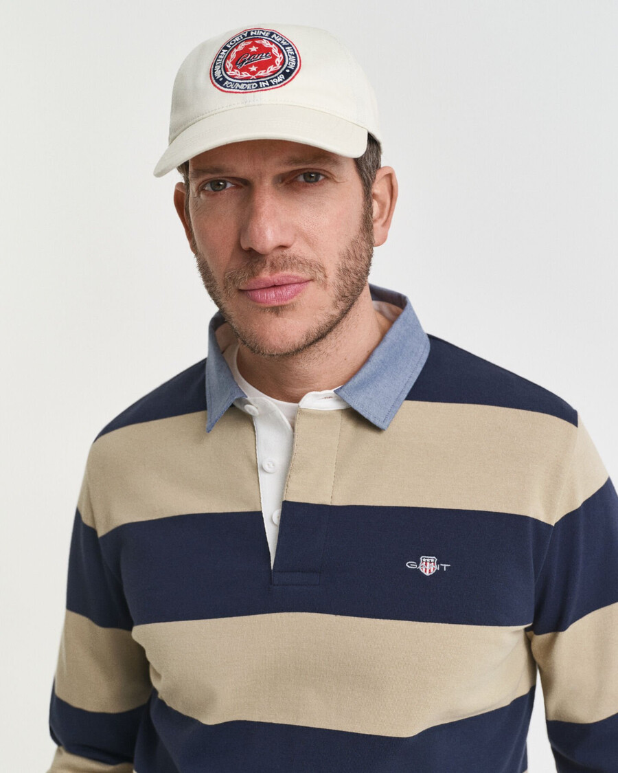 tappeto pesante a righe con colletto in chambray - beige legnoso