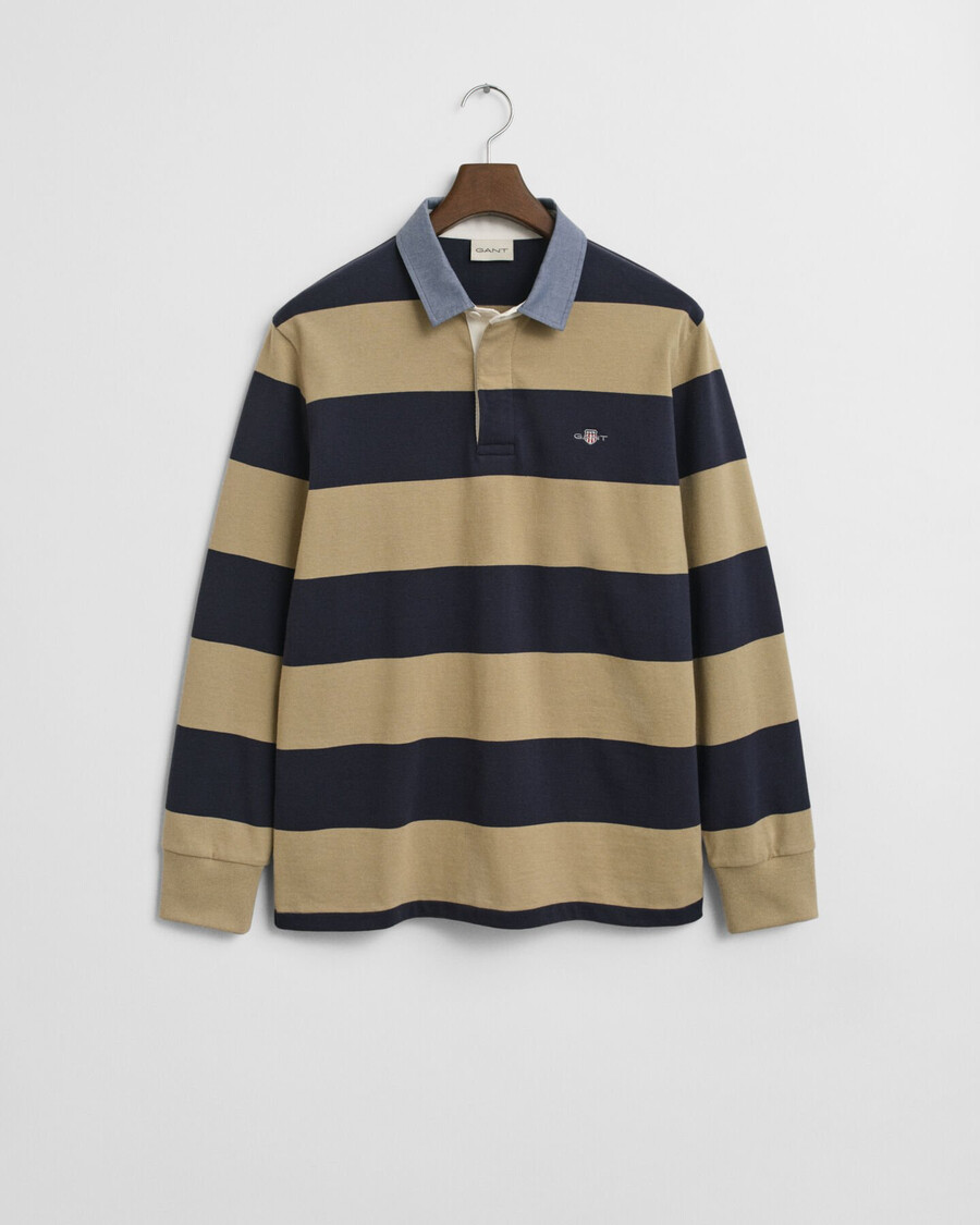 tappeto pesante a righe con colletto in chambray - beige legnoso