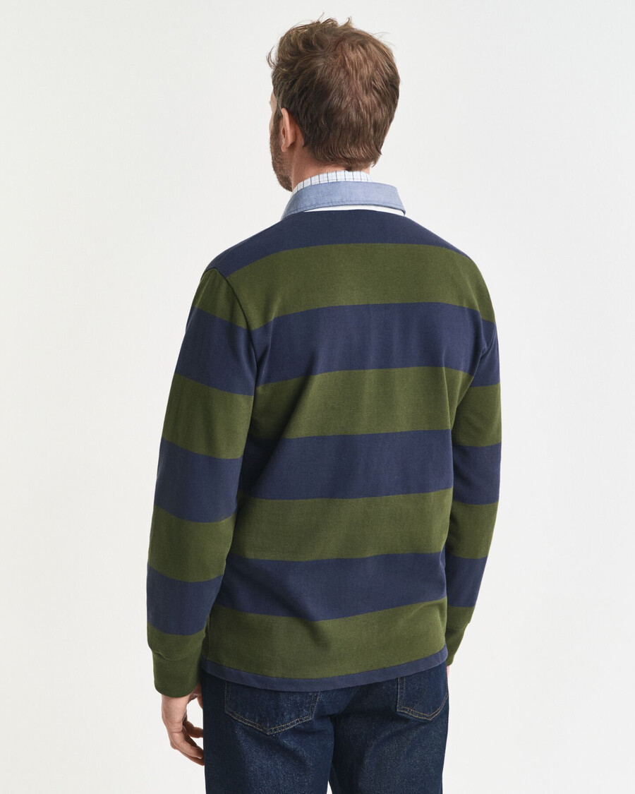 tappeto pesante a righe con colletto in chambray - verde campagna