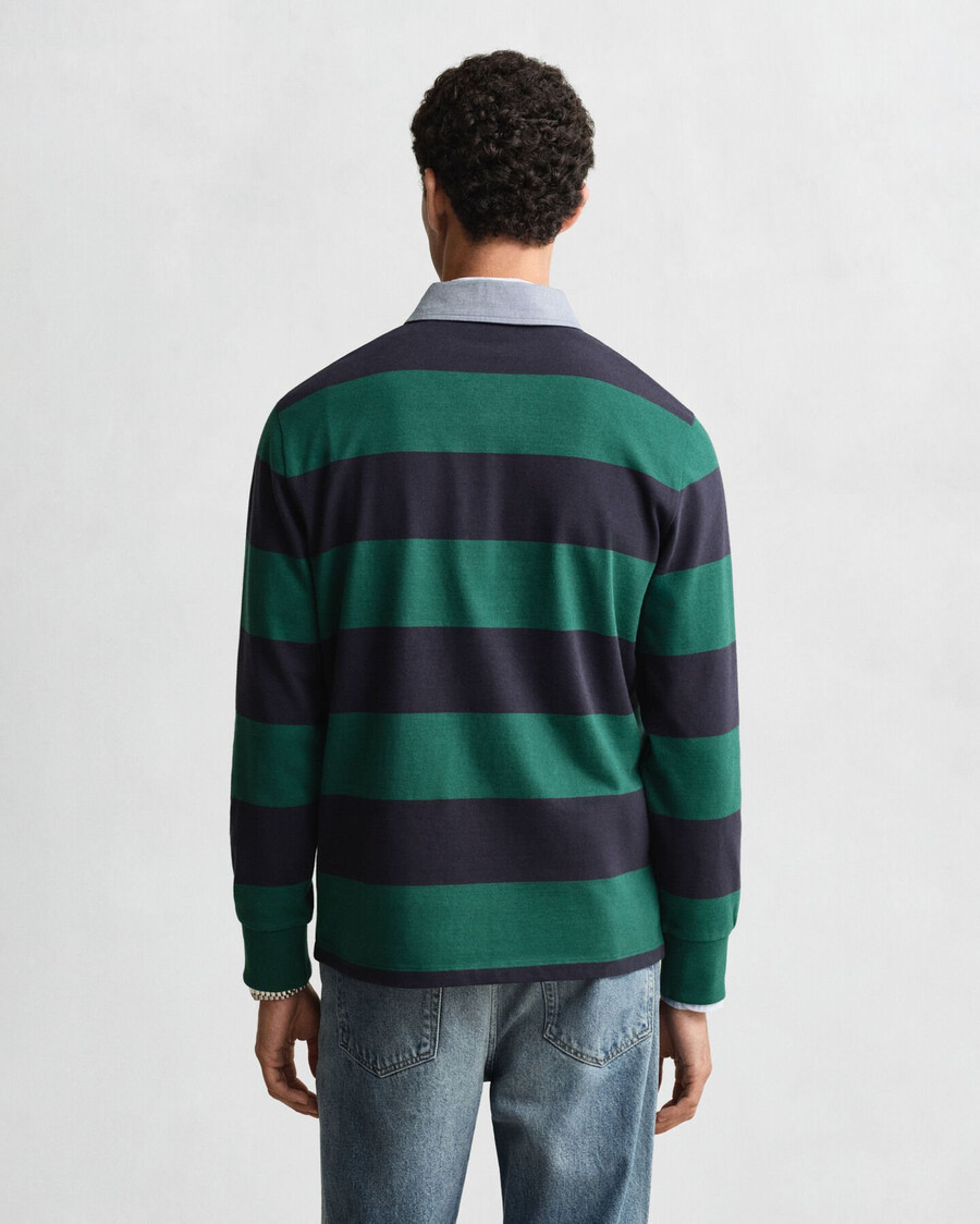 tappeto pesante a righe con colletto in chambray - verde foresta intenso