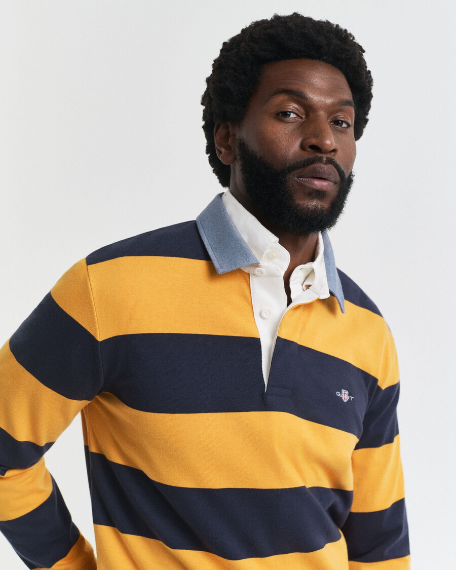 tappeto pesante a righe con colletto in chambray - lichene giallo