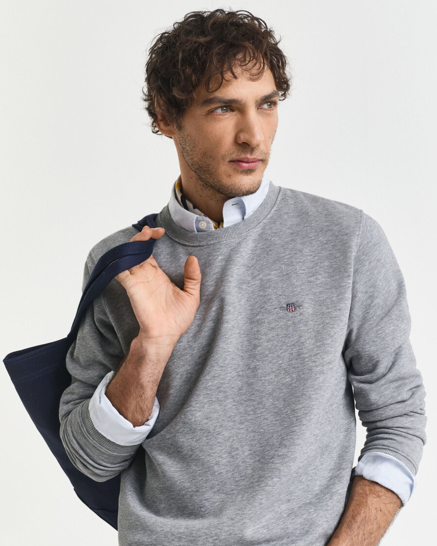 felpa girocollo shield - grigio melange