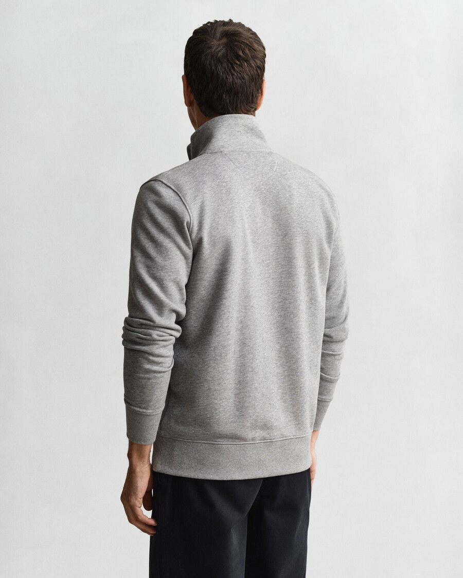felpa con zip shield - grigio melange