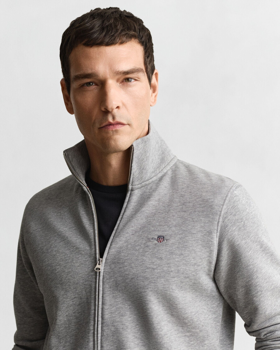 felpa con zip shield - grigio melange
