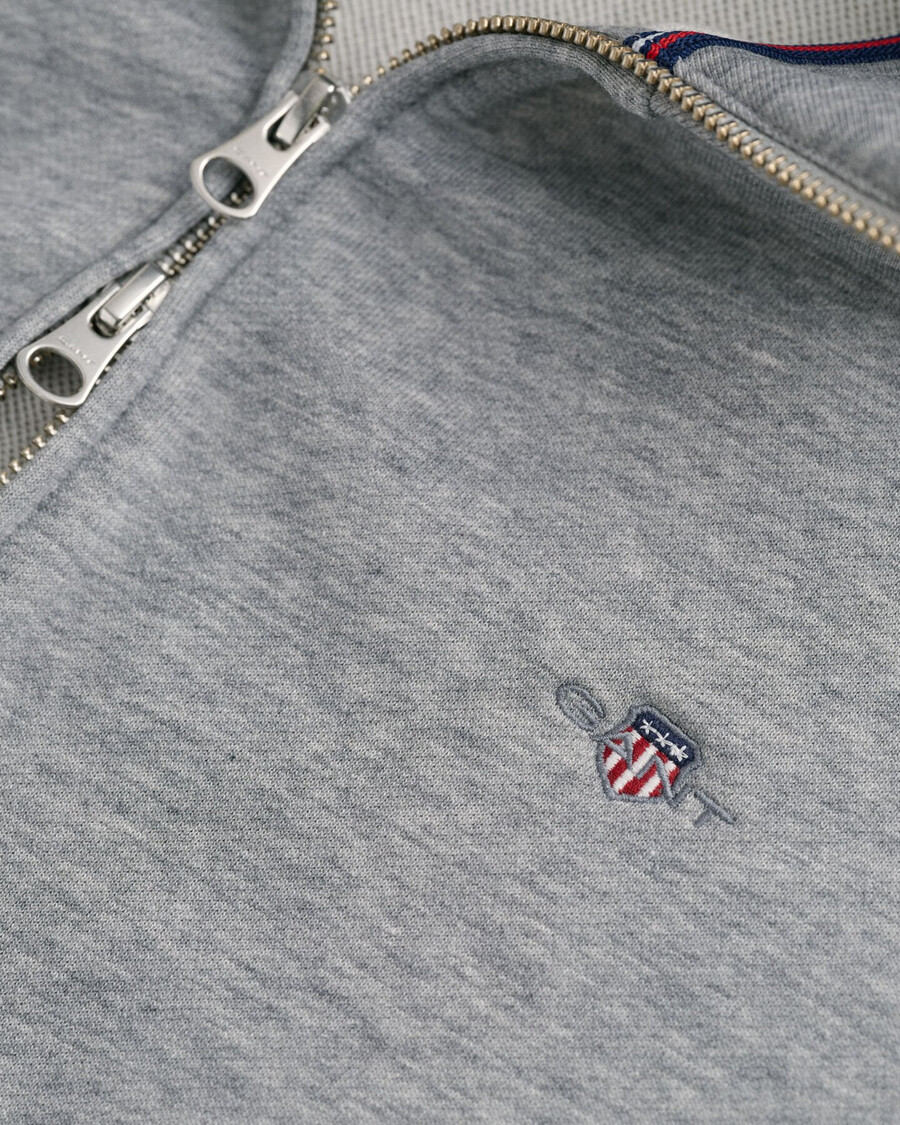 felpa con zip shield - grigio melange