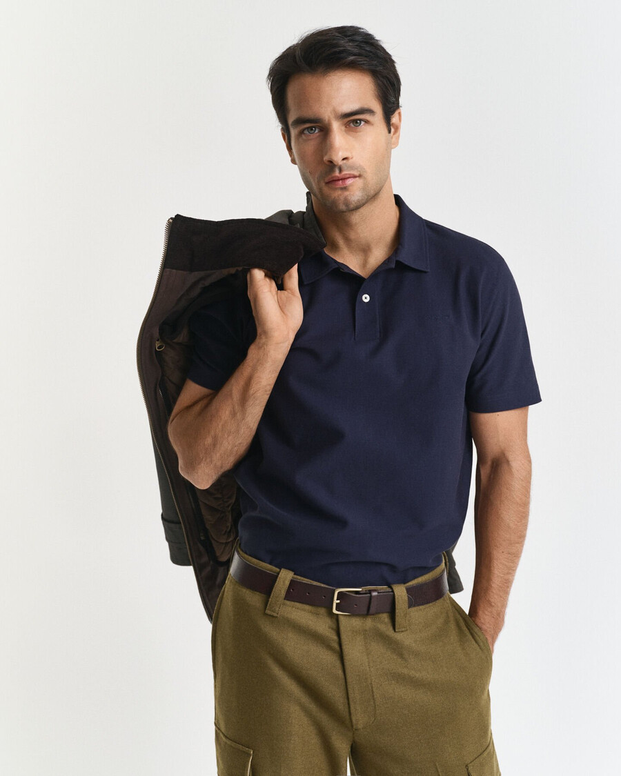 polo in twill testurizzato - blu sera