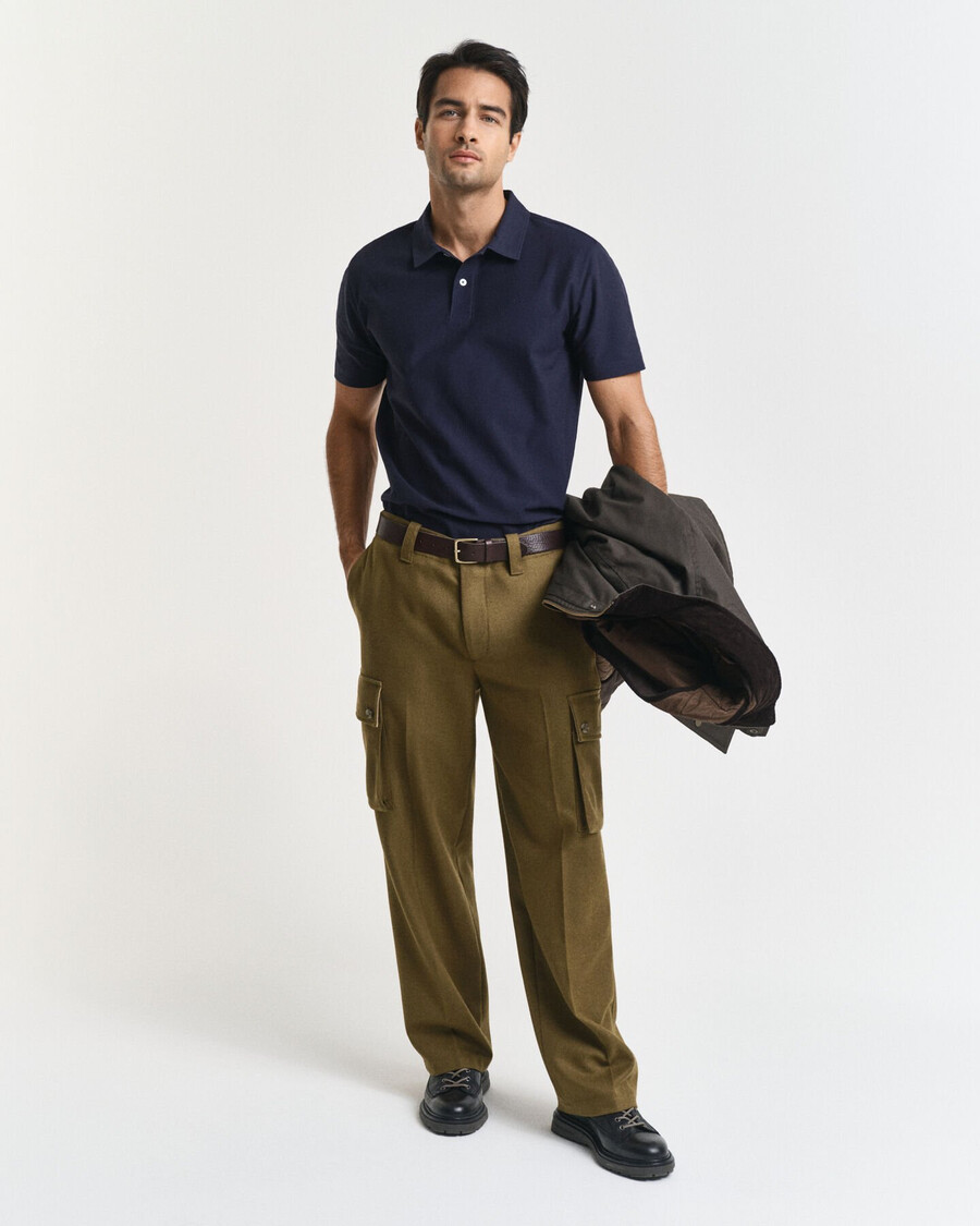 polo in twill testurizzato - blu sera