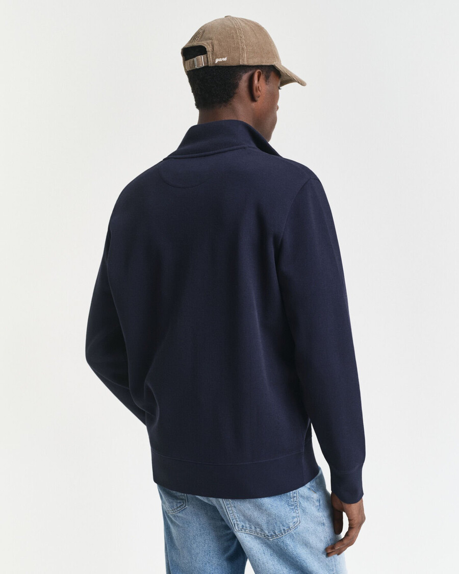 cardigan con zip a coste sacker - blu sera