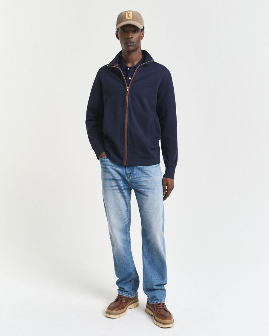 cardigan con zip a coste sacker - blu sera