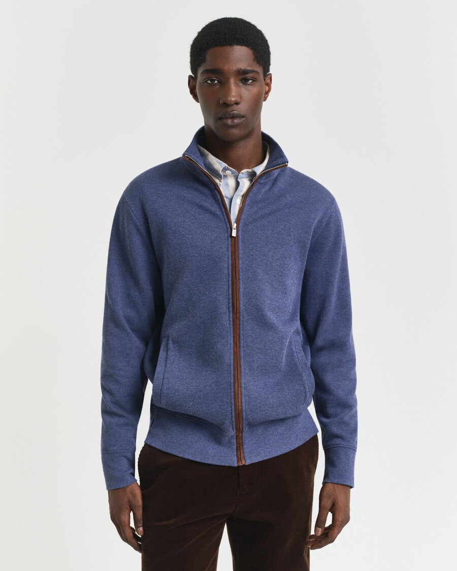 cardigan con zip a coste sacker - dk jeansblue melange