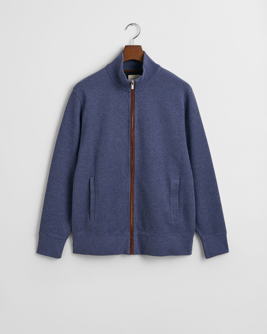 cardigan con zip a coste sacker - dk jeansblue melange