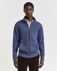 cardigan con zip a coste sacker - dk jeansblue melange