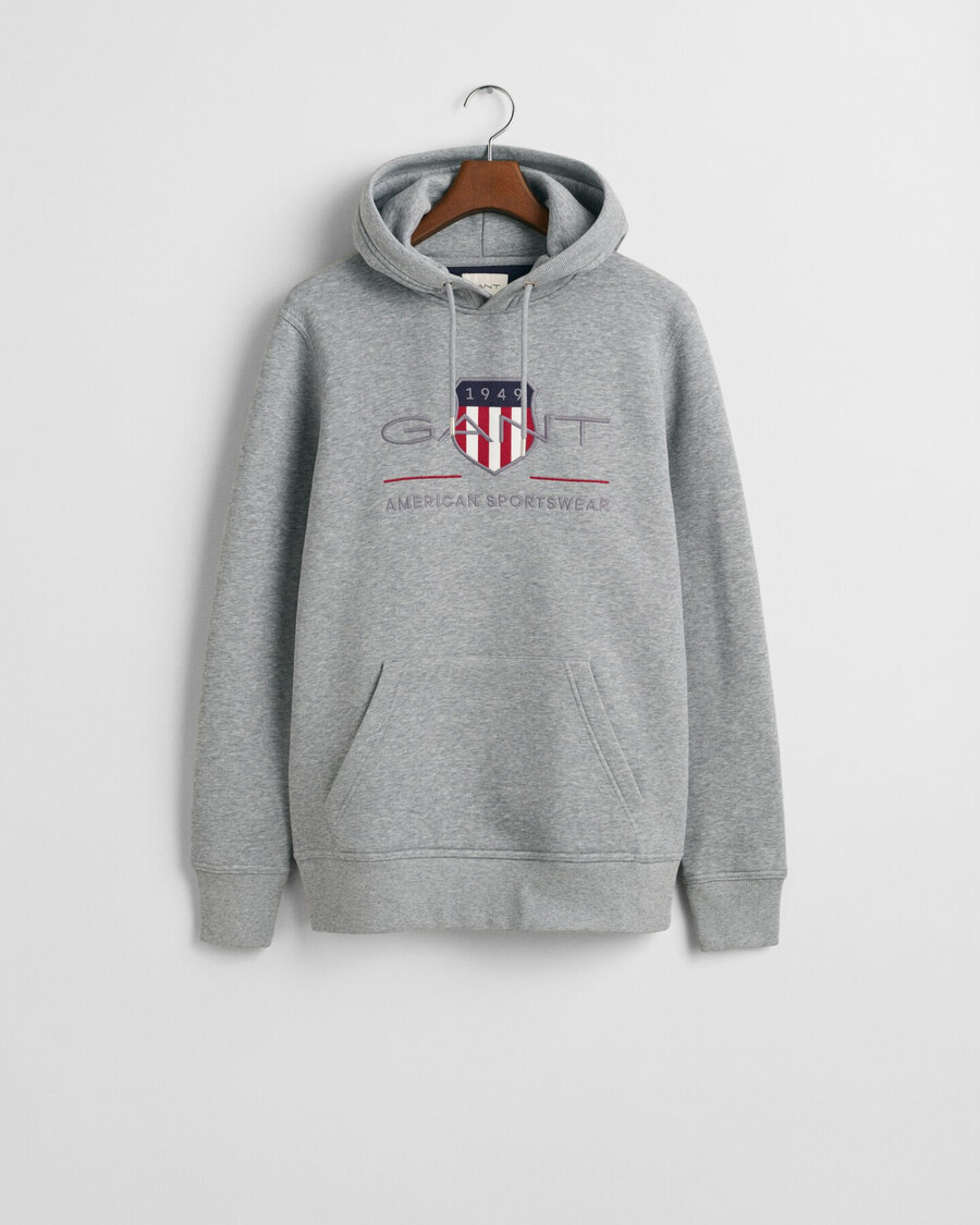 felpa con cappuccio archive shield - grigio melange