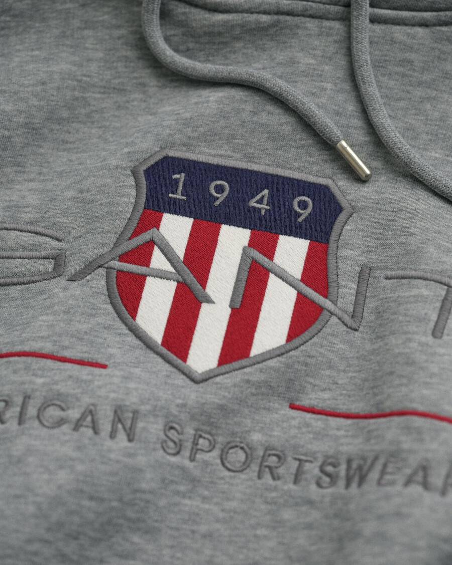 felpa con cappuccio archive shield - grigio melange