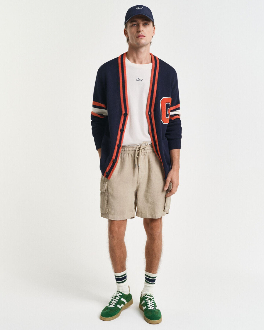 pantaloncini cargo in lino vestibilità regolare - beige cemento
