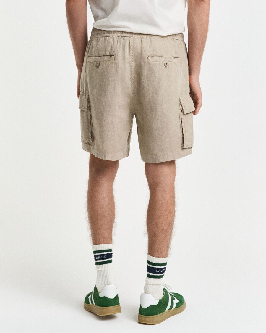 pantaloncini cargo in lino vestibilità regolare - beige cemento