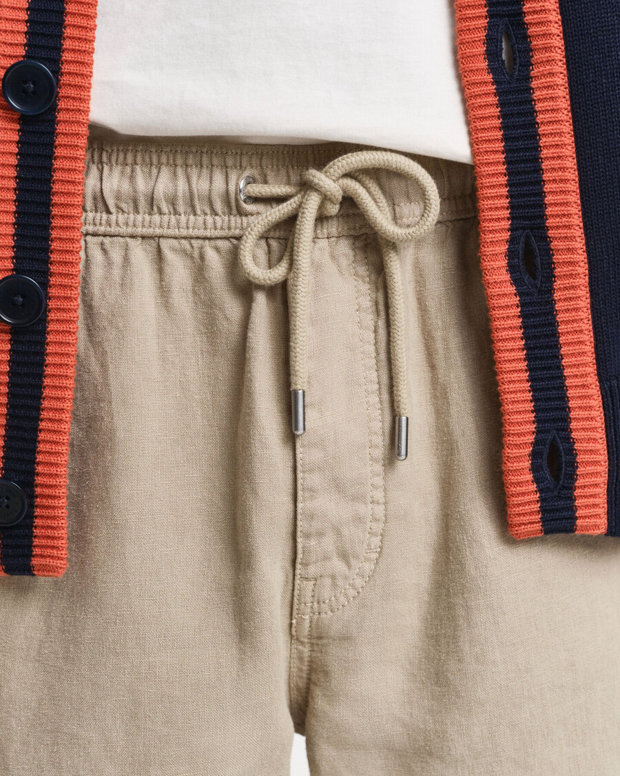 pantaloncini cargo in lino vestibilità regolare - beige cemento