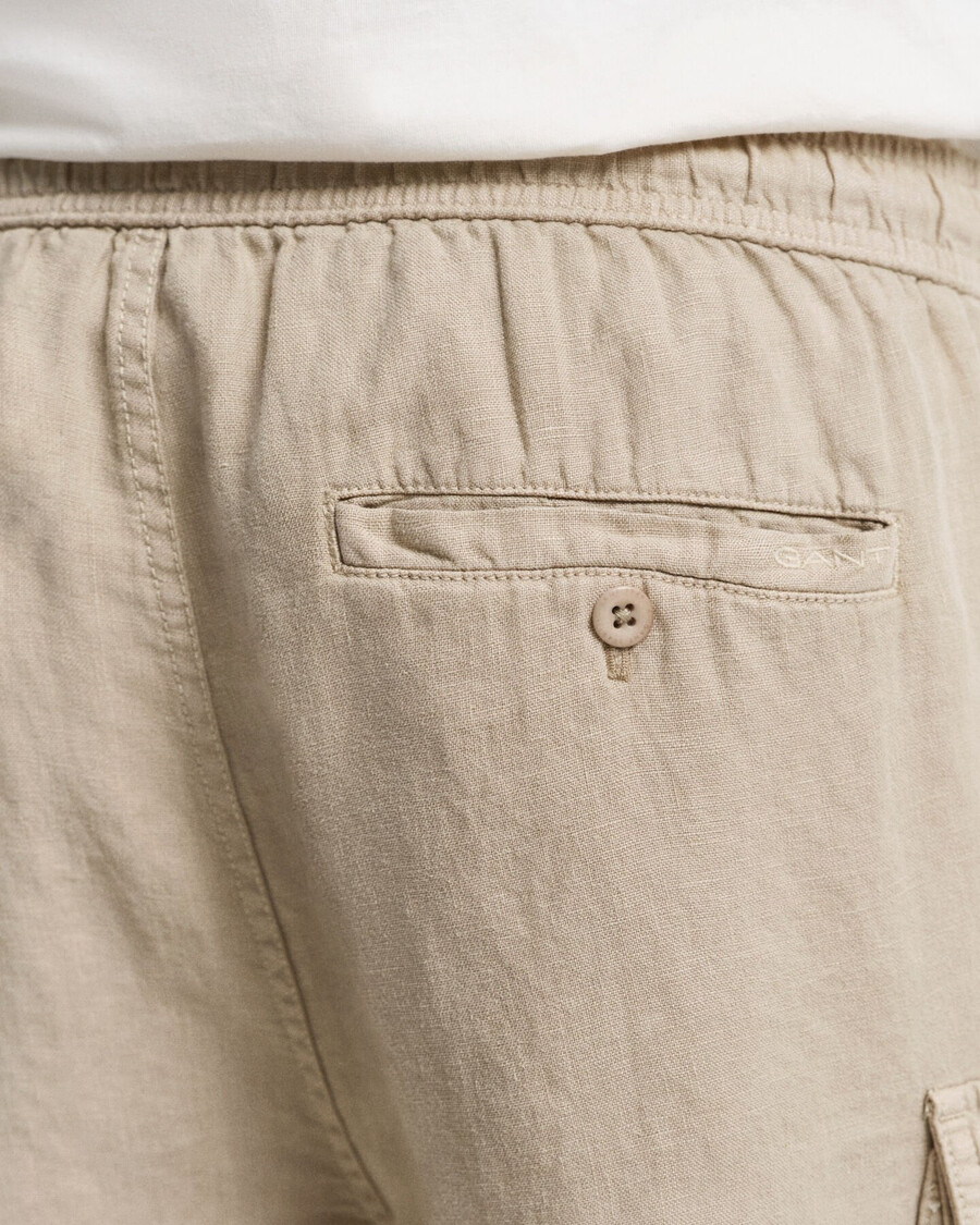 pantaloncini cargo in lino vestibilità regolare - beige cemento
