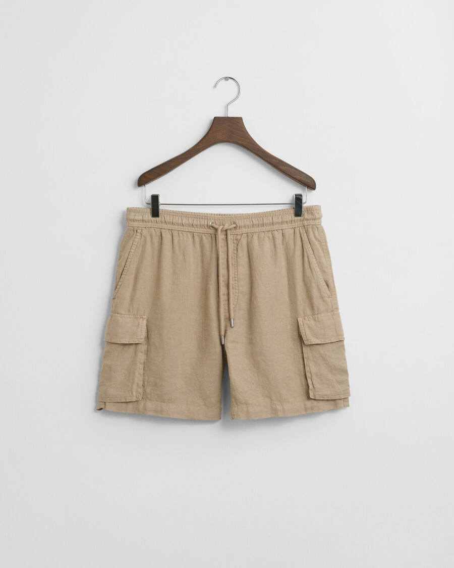 pantaloncini cargo in lino vestibilità regolare - beige cemento