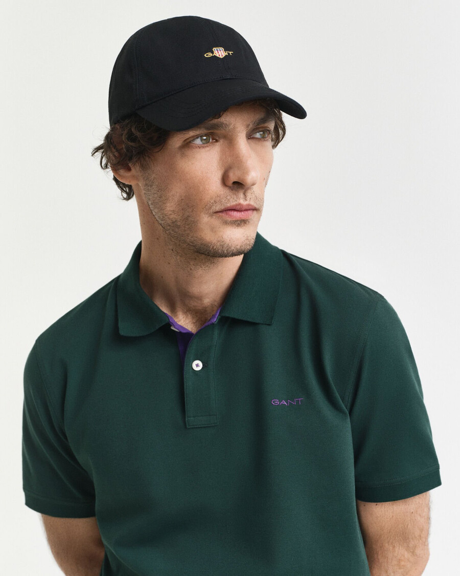 polo in piqué a contrasto - verde tartan
