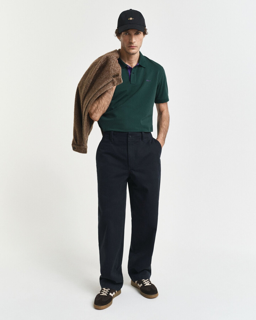 polo in piqué a contrasto - verde tartan