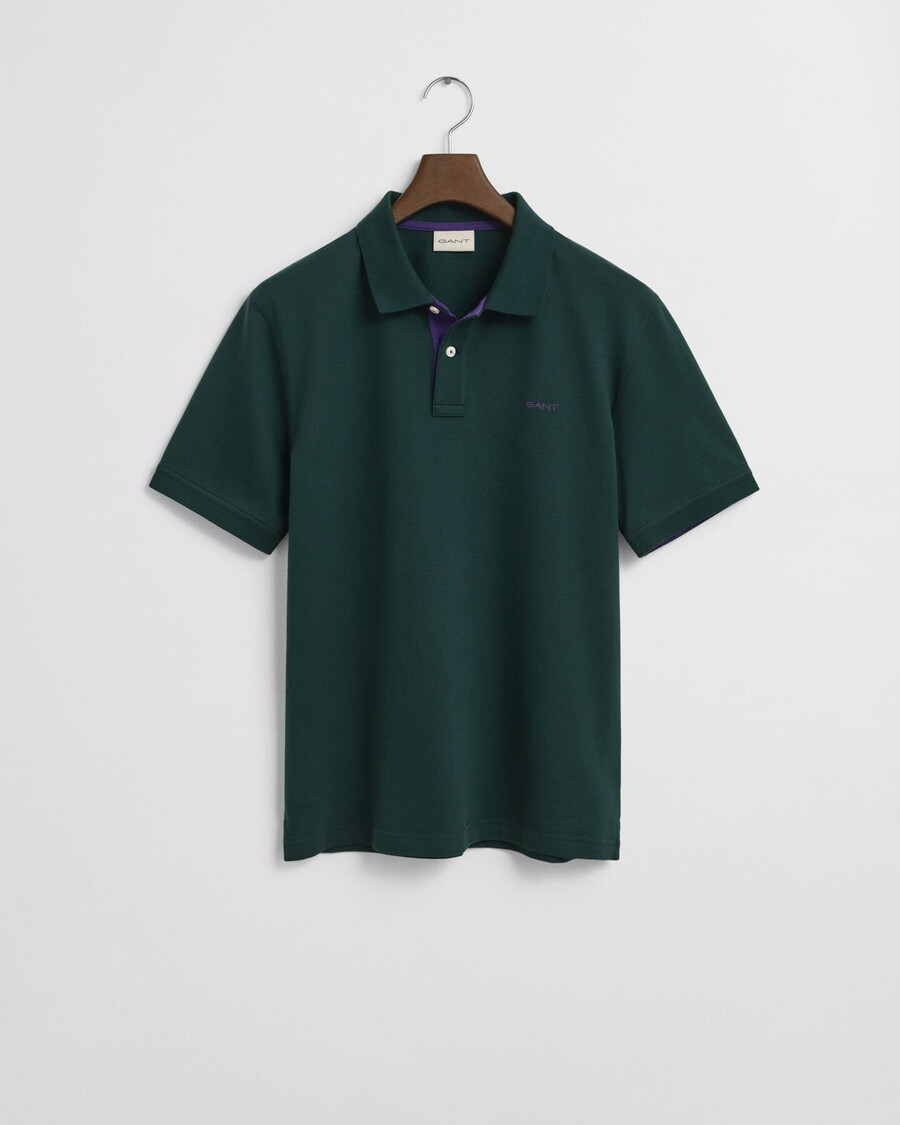 polo in piqué a contrasto - verde tartan