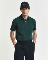 polo in piqué a contrasto - verde tartan
