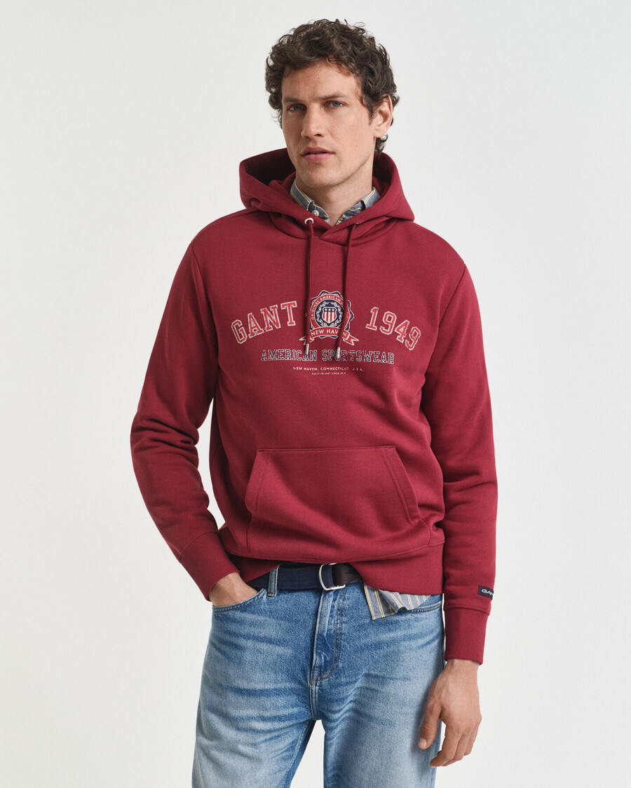 felpa con cappuccio crest graphic - rosso acceso