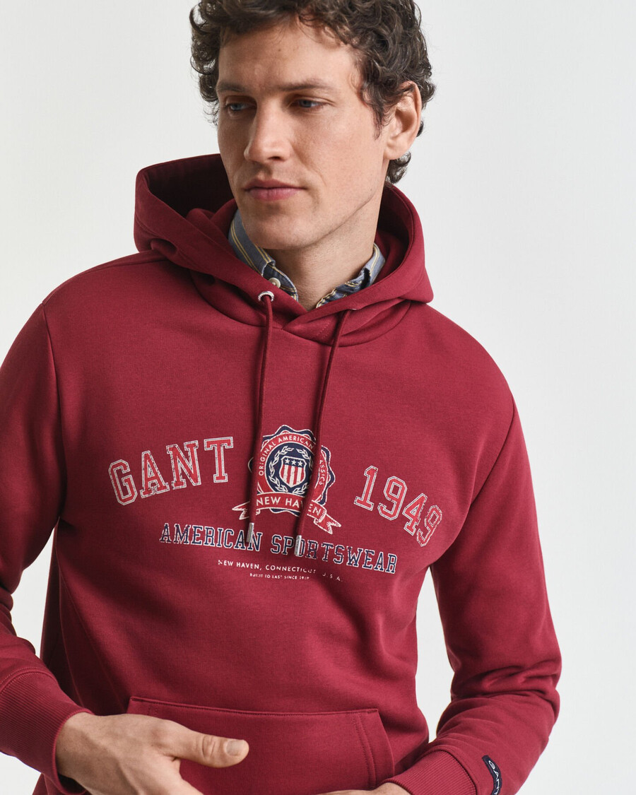 felpa con cappuccio crest graphic - rosso acceso
