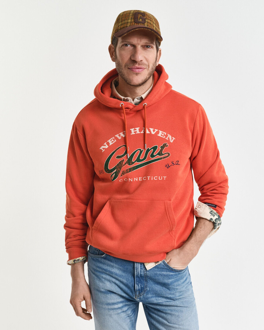 felpa con cappuccio crest graphic - arancione intenso