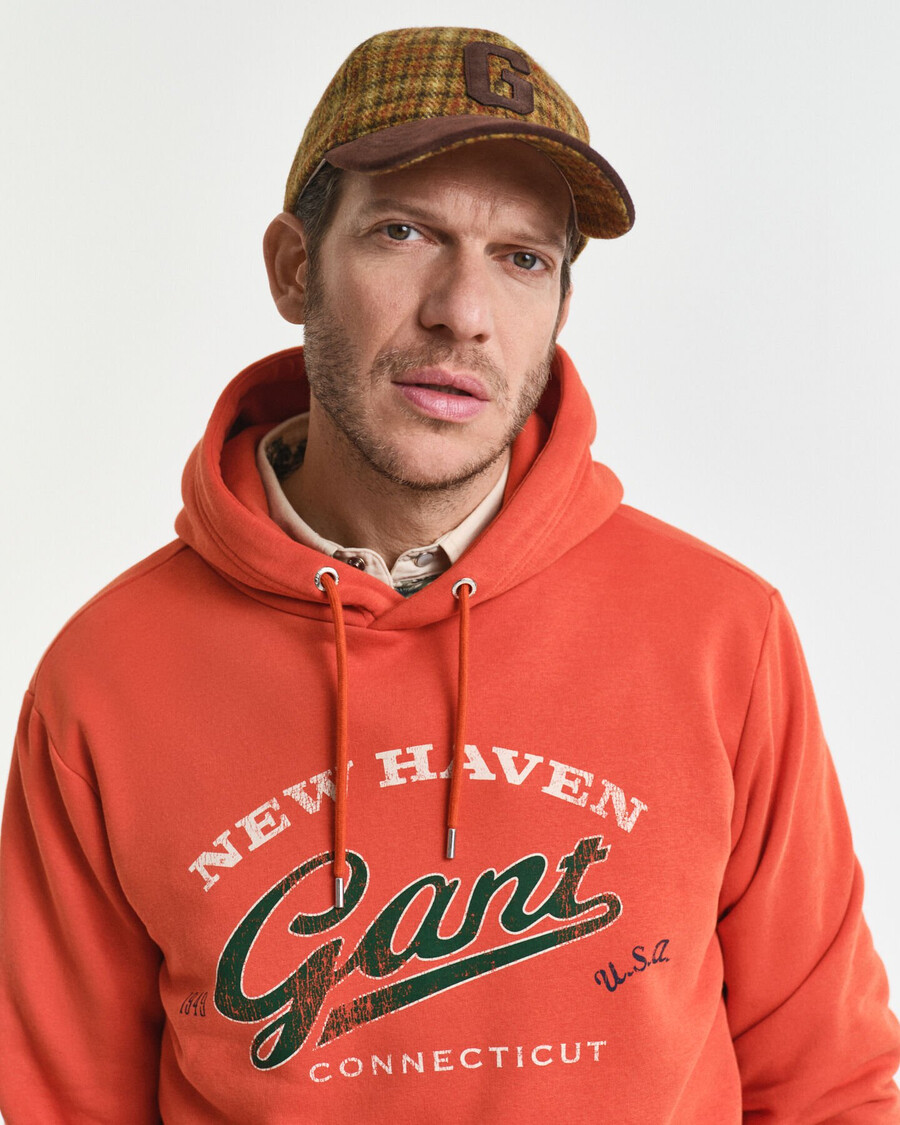 felpa con cappuccio crest graphic - arancione intenso