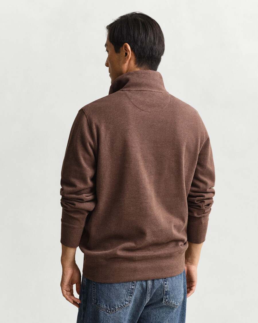felpa light sacker rib halfzip - marrone scuro melange