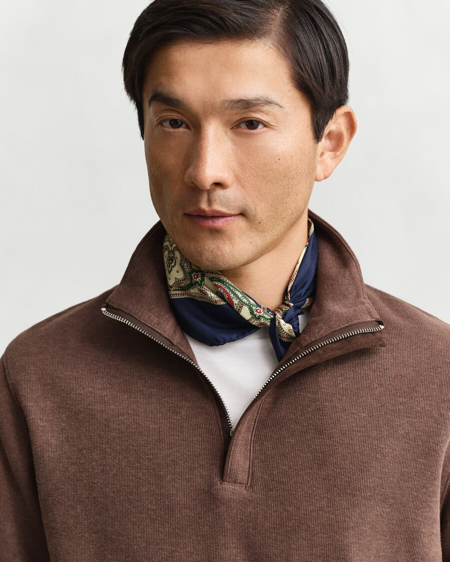 felpa light sacker rib halfzip - marrone scuro melange