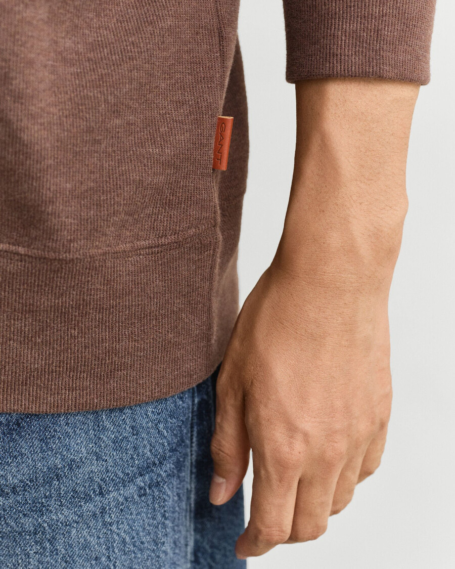 felpa light sacker rib halfzip - marrone scuro melange