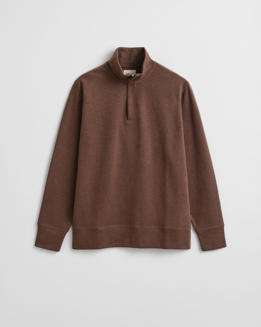 felpa light sacker rib halfzip - marrone scuro melange
